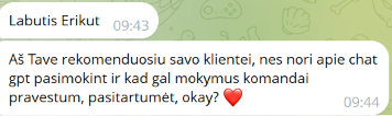 Atsiliepimas apie nemokamą diagnostinį pokalbį su Erika Karta